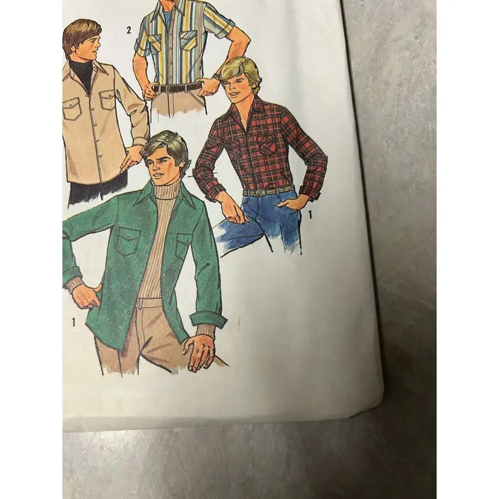 Vintage 1970's Simplicity Pattern #7680‎ Teen Boys Shirt Size 16